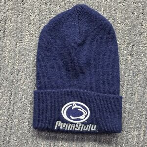 Vintage Penn State Nittany Lions Beanie Hat Navy Blue Made in USA Knit Cuffed